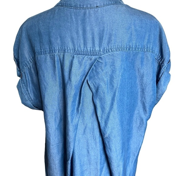 ALISON ANDREWS Short Sleeve Chambray Blouse Size Large - Picture 8 of 17